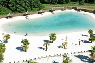 Lagon et plage privée Camping Sen-Yan